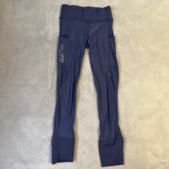 TEMPO Equestrian Leggings Girls Youth Small Purple Seat Grips Pants Breeches - Picture 1 of 8